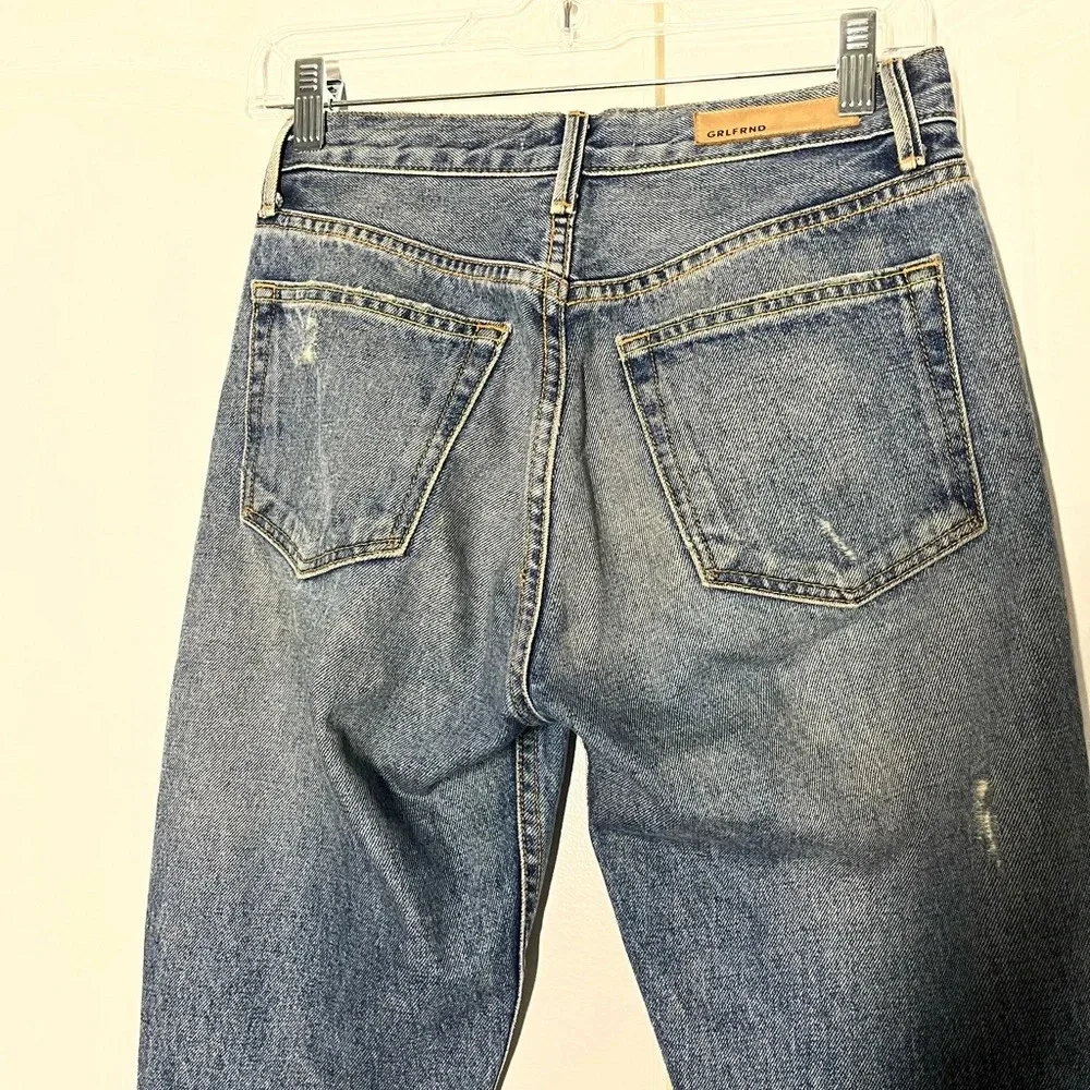 GRLFRND Karolina high rise distressed 5 pockets button fly denim size 24